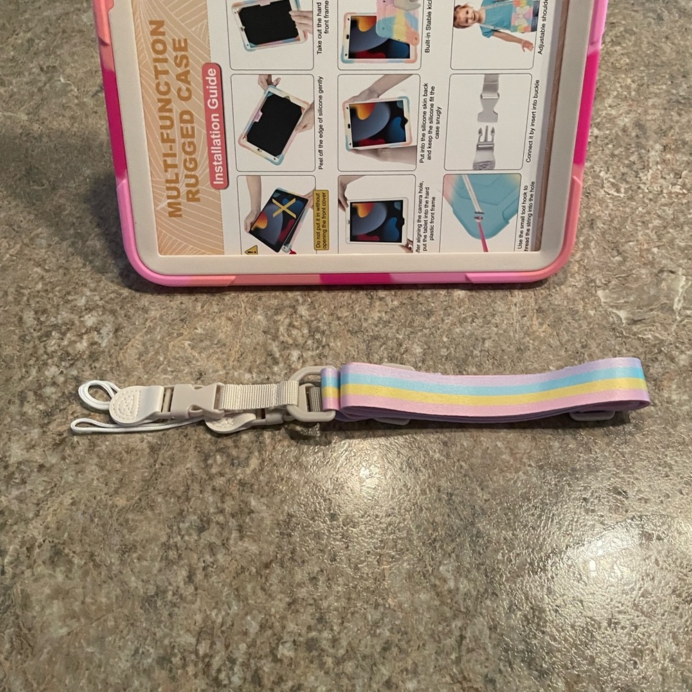 Pink and Purple Butterfly Tablet Case with Strap NWOT - Picture 3 of 4